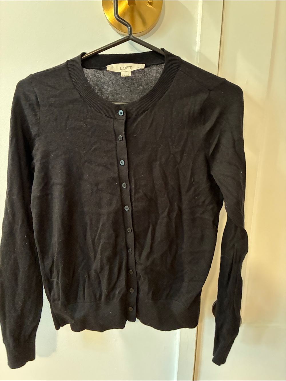 Loft Black Button-Front Women’s Knit Cardigan, size small
